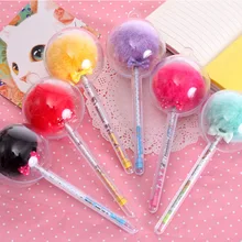 Гелевые ручки, канцелярские принадлежности, милые корейские шариковые ручки для волос, новинка, цилиндрическая сетка, красная ручка для подписи, Kawaii, школьные принадлежности, рождественские ручки