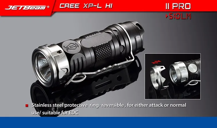 JETBEAM II PRO мини светодиодный фонарик CREE XP-L HI светодиодный 510 люмен для самообороны с 1* CR123 батареей