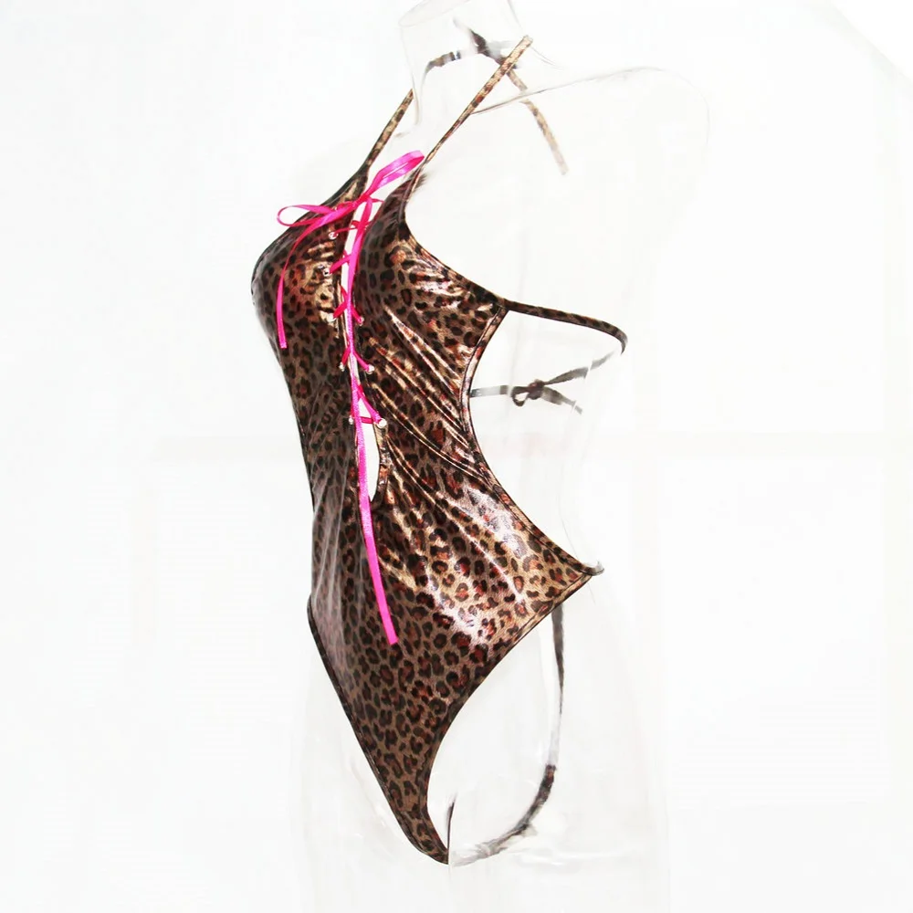 

Women Sexy Lingerie Mesh Hollow-out Mini Chemise Leopard Lingerie Set Badydolls Female Erotic Sexy Costumes Underwear GC099