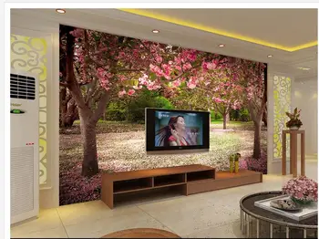 

3d wall murals Beautiful cherry tree blooming background wall modern living room wallpapers Home Decoration
