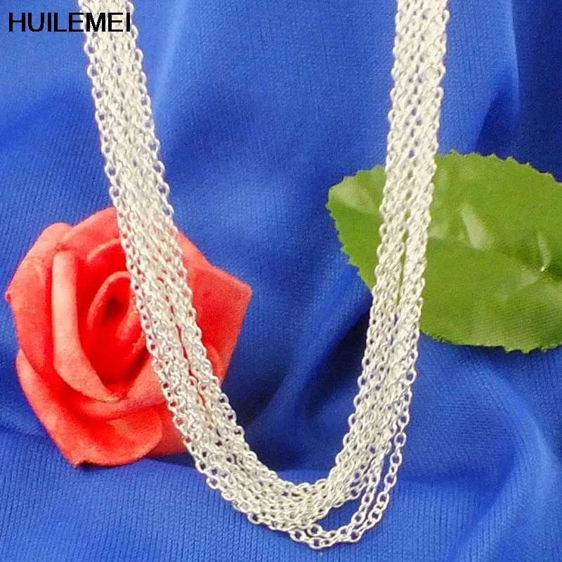 5pcs/lot Wholesale Silver Necklace Chains,1mm Silver Plated O Chain