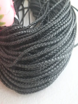 

GY268 Z-5627 50M/lot For Jewelry Making Findings 3mm Black Braided Leather Cord