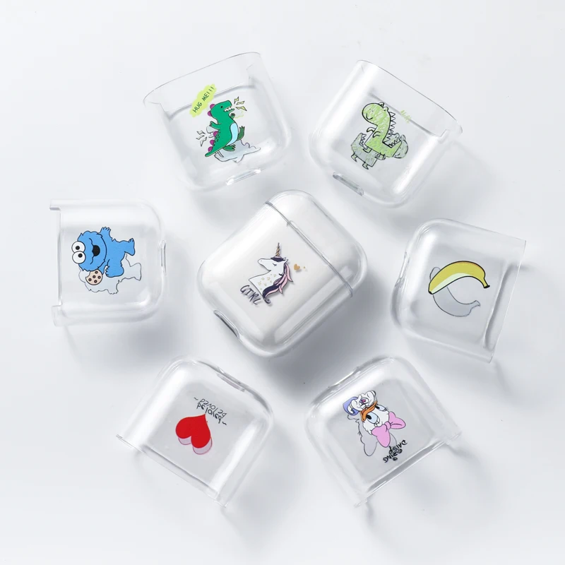 Чехол для Airpods милый жесткий пластиковый прозрачный чехол с рисунком DIY защитный