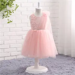 В наличии розовое Тюлевое платье для причастия для девочек с аппликацией в виде банта, платье до колен для первого причастия 09815