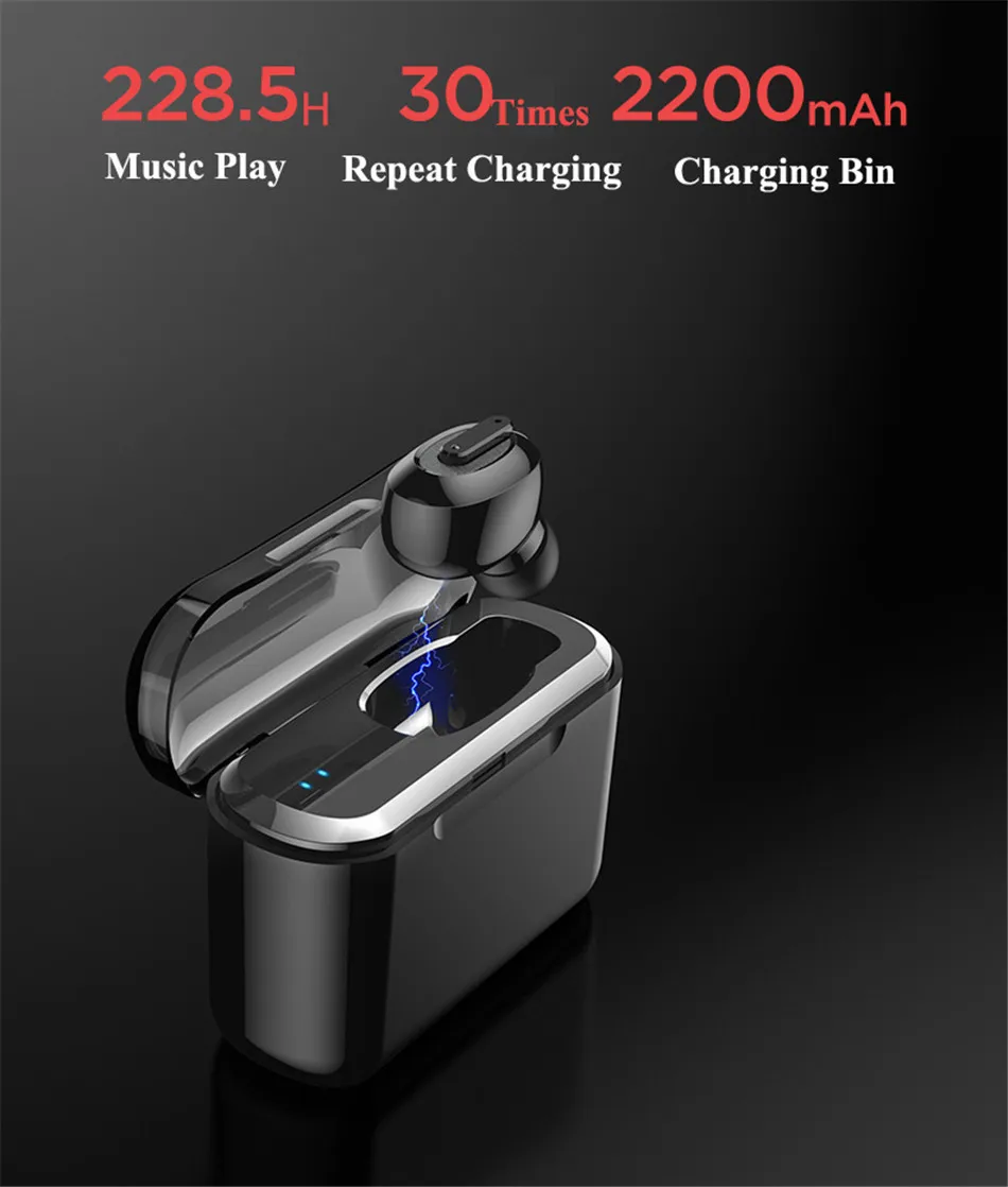 Беспроводные спортивные наушники с Bluetooth, Мини HiFi наушники с громкой связью, стерео звук, наушники, игровая гарнитура и зарядная коробка