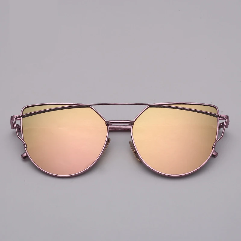 pink pink RBROVO, фирменный дизайн, кошачий глаз, солнцезащитные очки для женщин, Ретро стиль, металлические, отражающие очки для женщин, зеркальные, Ретро стиль, Oculos De Sol Gafas - Цвет линз: pink pink
