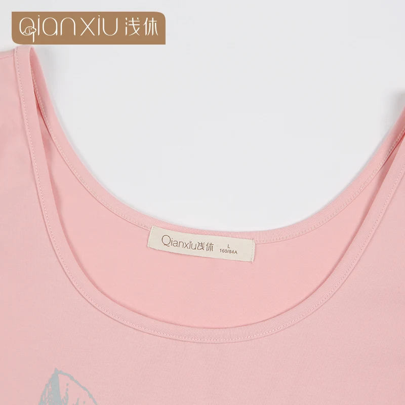 Qianxiu пижамы комплект для женщин рукавов Pyjama роковой 95% хлопок Homedress|pajama sets for
