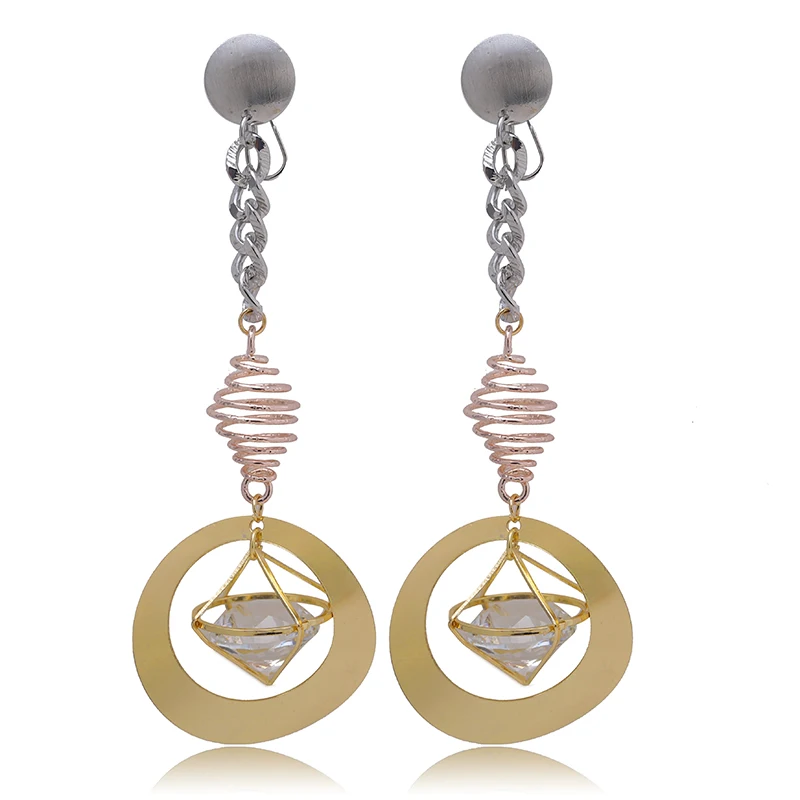 

Luxury Heart multicolor spiral Shape drop Earrings Pave Setting with crystal Wedding Earrings for Women Jewelry Brincos