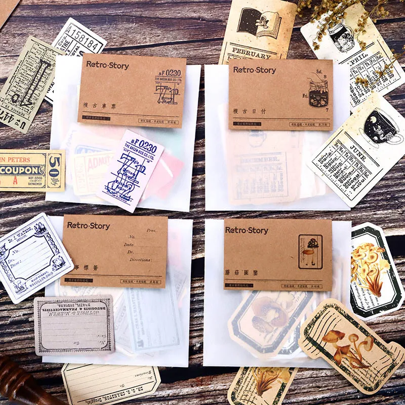 

Vintage Ticket Stickers Stationery Stickers Paper Adhesive Stickers Label For Kids DIY Scrapbooking Diary