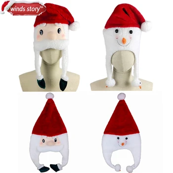 

2pcs Flannel Red Santa Claus Snowman Fancy Dress Easter Christmas Night Party Hat Cap Adult Size Christmas Santa Xmas Hat Gift