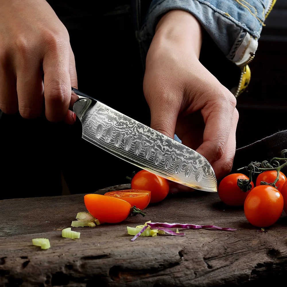 SUNNECKO Премиум 5 ''/7'' Santoku ножи Дамасская сталь кухонный нож японский VG10 лезвие G10 ручка острый мясорубка Инструмент