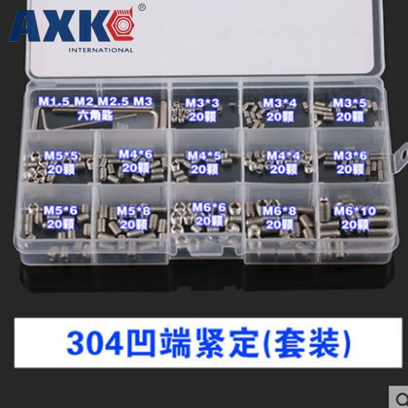 Набор винтов AXK 304/316 M3M4M5M6 из нержавеющей стали с плоскими наконечниками и