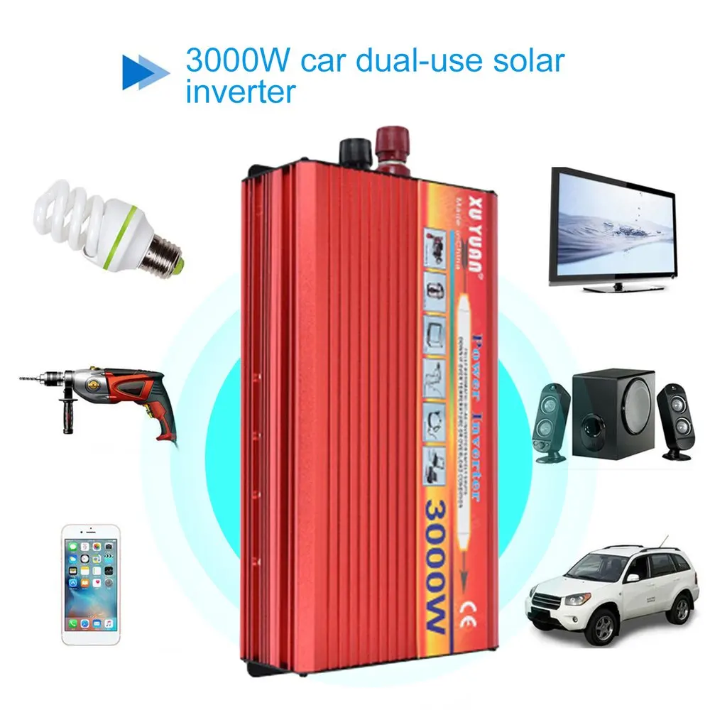 

XUYUAN 3000W Solar Car Power Inverter Portable Power Converter Car Charger With High Low Voltage Protection For Home Car