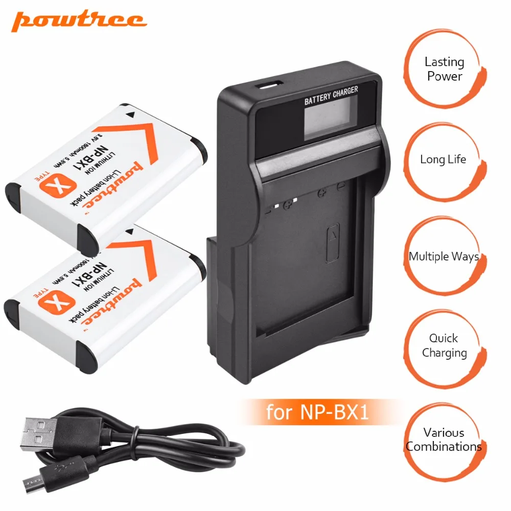 

2Pcs NPBX1 NP-BX1 NP BX1 Battery Packs + LCD USB Charger for Sony DSC RX1 RX100 AS100V M3 M2 HX300 HX400 HX50 HX60 GWP88 L20