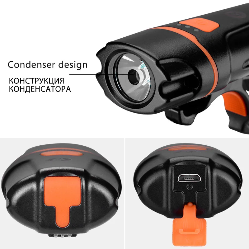 Top ROCKBROS Rechargeable Light Cycling Bike Flashlight Waterproof Headlight Bicycle Lamp Power Bank Bicycle Front Bike Accessories 3