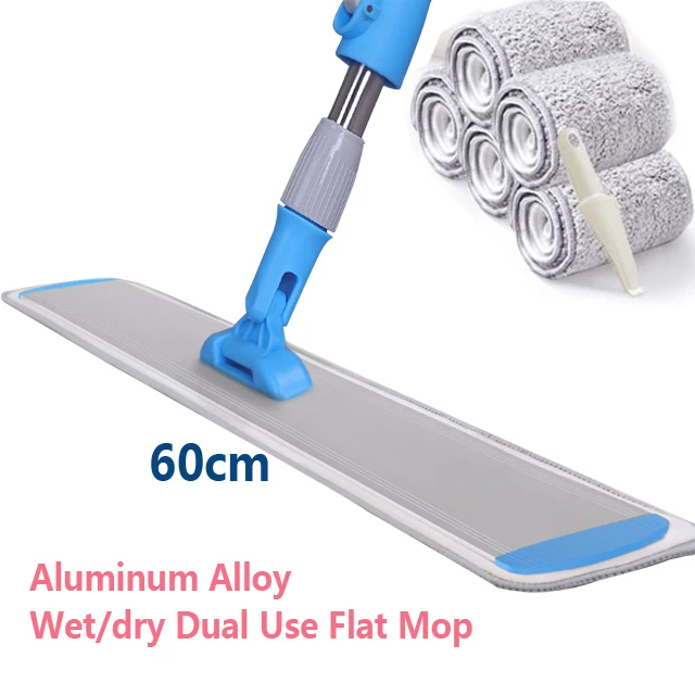 

29%,60cm Wet/dry Dual Use Flat Mop Aluminum Alloy No Bend Down Rotating Cleaning Pad Efficient Durable Hand Wash Free