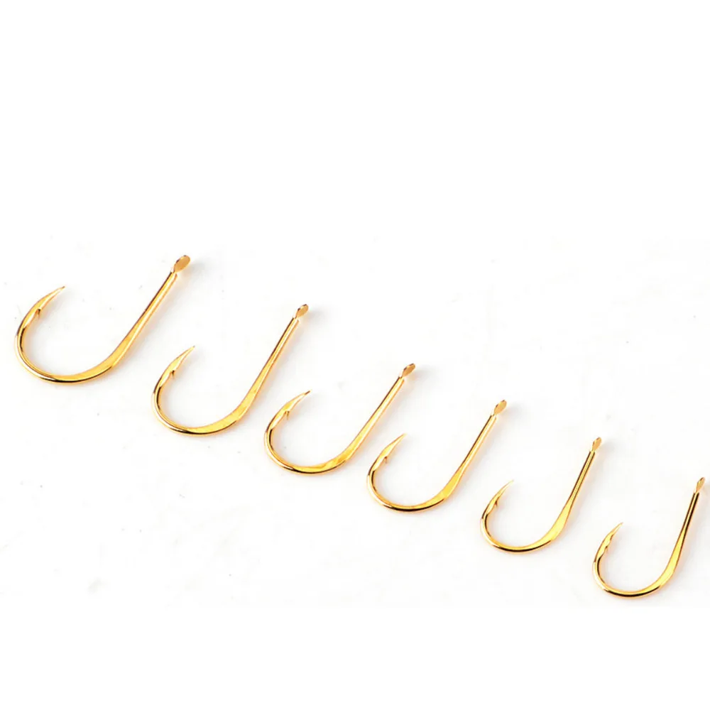 Комплект золотые кованые Fly рыболовные крючки Японии углерода Сталь Крючки набор Карп крючки рыбалки снасти Аксессуары