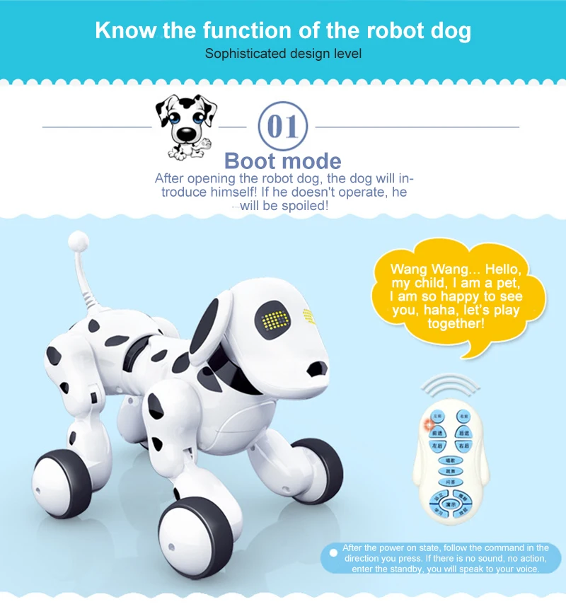 Робот-собака с дистанционным управлением, Электронный Робот-игрушка для домашних животных, 2,4G, умный беспроводной Радиоуправляемый питомец, собаки, говорящие дети, подарок на день рождения