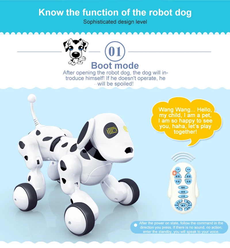 Animal de Estimação Inteligente sem Fio Cães de Estimação Presente para o Aniversário Controle Remoto Robô Eletrônico Inteligente Cachorro Brinquedo 2.4g rc Falando Crianças Cão 24 estimação inteligente cachorro robô brinquedo 2.4g inteligente