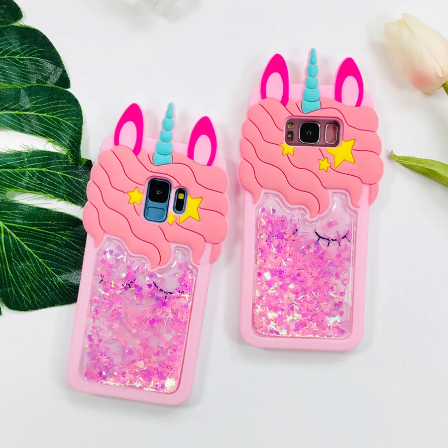 

For samsung galaxy s7edge s8 s9 plus note 8 j7 j5 2016 j2 prime j3 j5 j7 pro 2017 case 3d glitter pink unicorn soft silicon shel