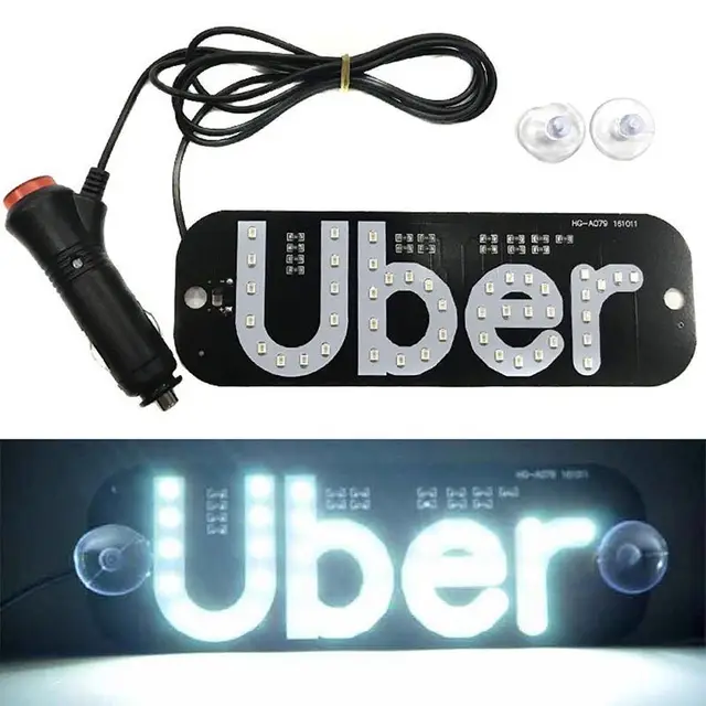 Taxi Led Uber Sign Lyft Car Rideshare Panel Warning Light for Inside Window Logo Windshield ...