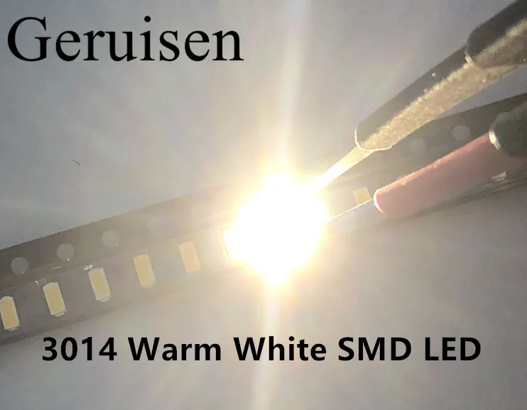 100 шт/3014 SMD LED чип теплый белый ультра яркий 0 1 W 10 12LM 30mA 3V поверхностное крепление