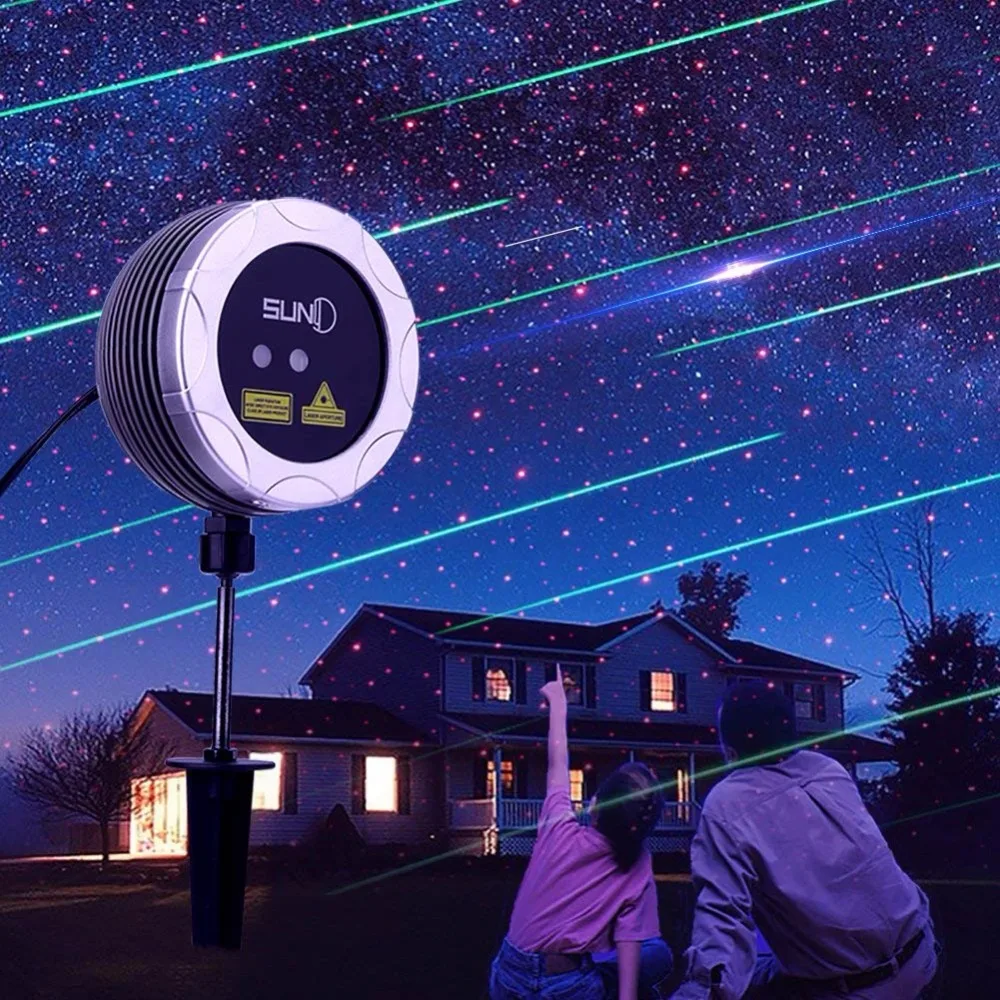 

SUNY Shooting Star Outdoor Laser Lights Dual Color Decoration Projector Meteor Shower Red Dots Shower Landscaping Garden Xmas