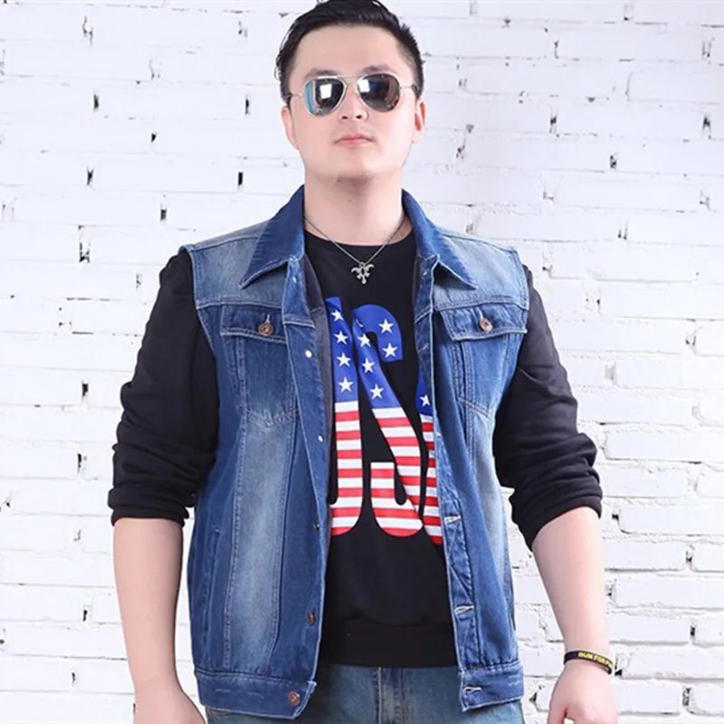 

men denim vest oversized sleeveless jacket mens clothes tops sleeveless jackets spring man cardigans cowboy vests 8XL