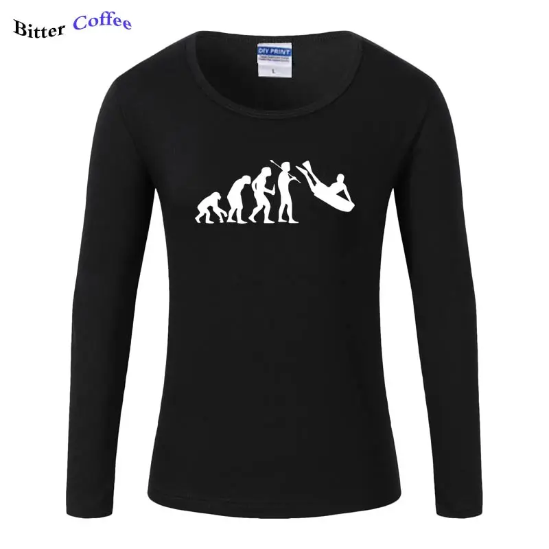 2019 Women T-Shirt Autumn O-Neck Evolution Bodyboard Print Long Sleeve Tops tee shirt women's clothing Plus Size