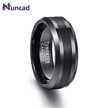 

Black Men Rings 100% Tungsten Carbide Wedding Bands Gift Anillos para hombres Pierscienie 8mm Width