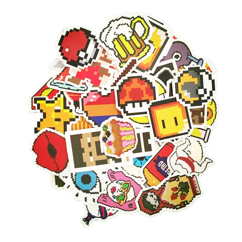 

48pc/Lot Mosaic Pixel Anime My World Graffiti Stickers For Luggage Suitcase Skateboard Adesivi PVC Waterproof Stickers Pegatinas