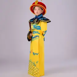 Для маленьких мальчиков Hanfu Костюмы детей фотостудия костюм Royal император дракон халат Детская Карнавальная одежда Flim драматургического