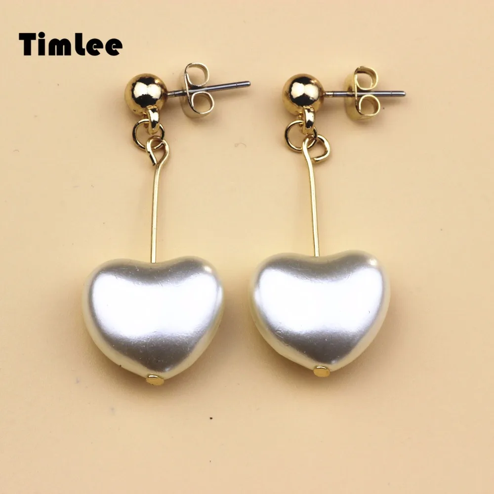 

Timlee E015 Free Shipping Weet Girl Imitation Pearl Fair Maiden Temperament Wind Love Shape Earrings Accessories wholesale HY