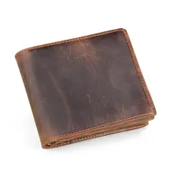 2019 винтажный кожаный кошелек мужской Новый Crazy Horse кожаный Универсальный Компактный мужской бумажник Двойные мужские кредитные карты