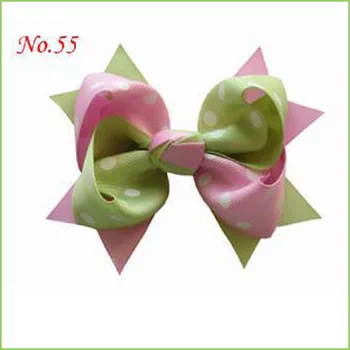 

50 pcs/lot windmill Hair Clips leaf pure color ribbon with triangular core symmetry