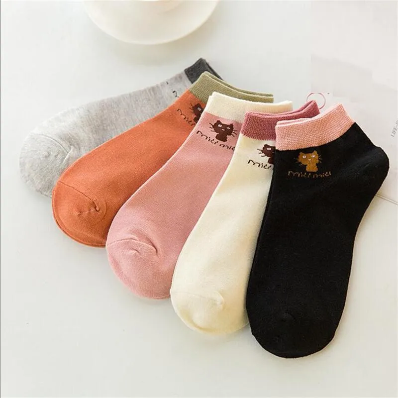 Горячая распродажа! Носки с героями мультфильмов для женщин; 5 пар/лот; сезон весна-лето-осень; смешные короткие носки для девушек и женщин; модные хлопковые носки с животными