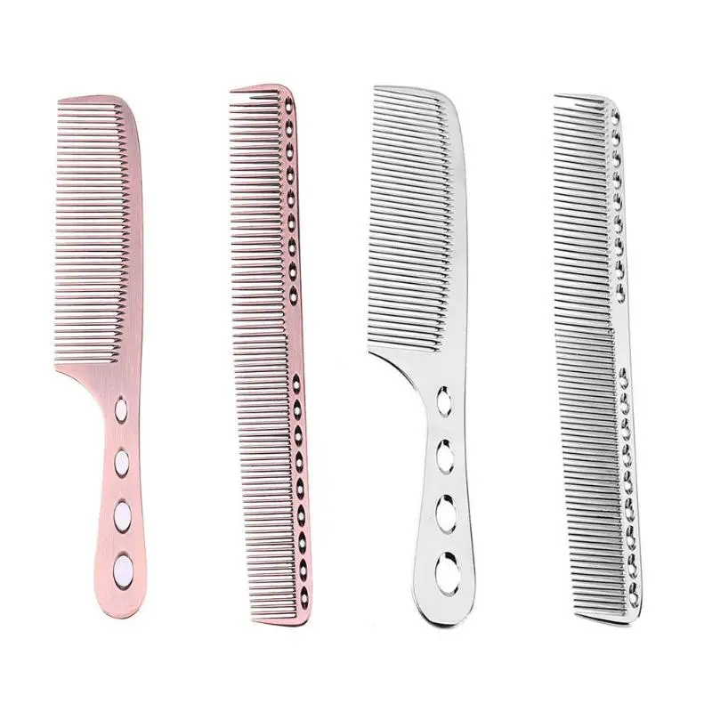 

2pcs Metal Steel Hair Comb Pro Salon Hairdresser Hair Cutting Combs Brush Hair Styling Tools Metal Steel Comb Rose Gold