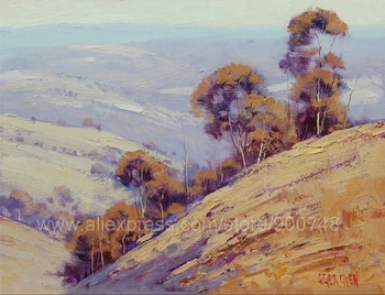 

En Plein Air oil painting Summer Hills Tree Landscape Australia Art Huge Home Decoration Living Room Wall Pictures large