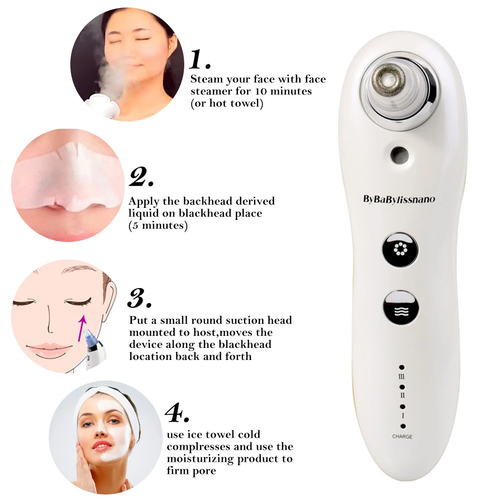ByBaBylissnano Face Pore Cleaner Vacuum Blackhead Remover Spot Cleaner Nose Acne Comedo Suction Facial Skin Care Beauty Device