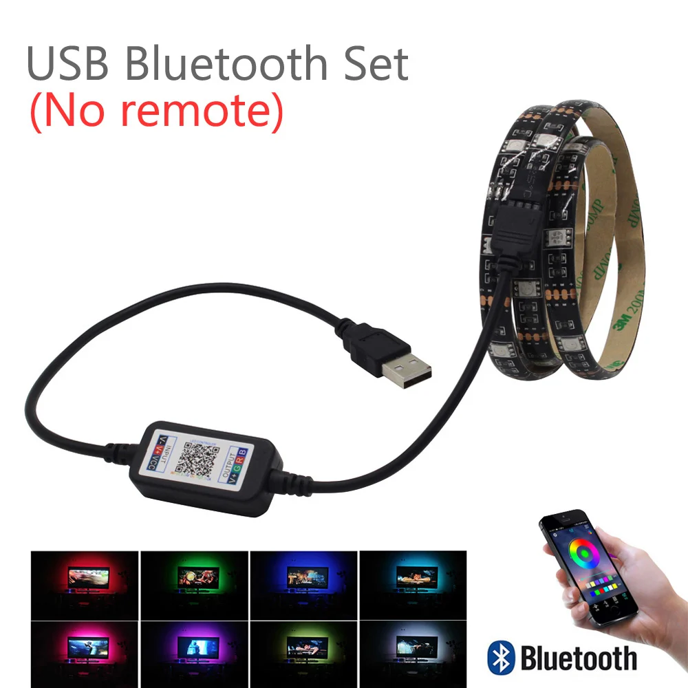 USB Светодиодная лента светильник Bluetooth 5 в Tira светодиодный RGB лента Ambi светильник ТВ Wifi водонепроницаемый SMD5050 музыкальный ТВ ПОДСВЕТКА Гибкая полоса светильник - Испускаемый цвет: Bluetooth no Remote