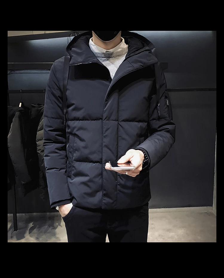 2018 модная Корейская мужская куртка на утином пуху мужские толстые парки мужские s теплые мягкие зимние пальто мужские повседневные зимние