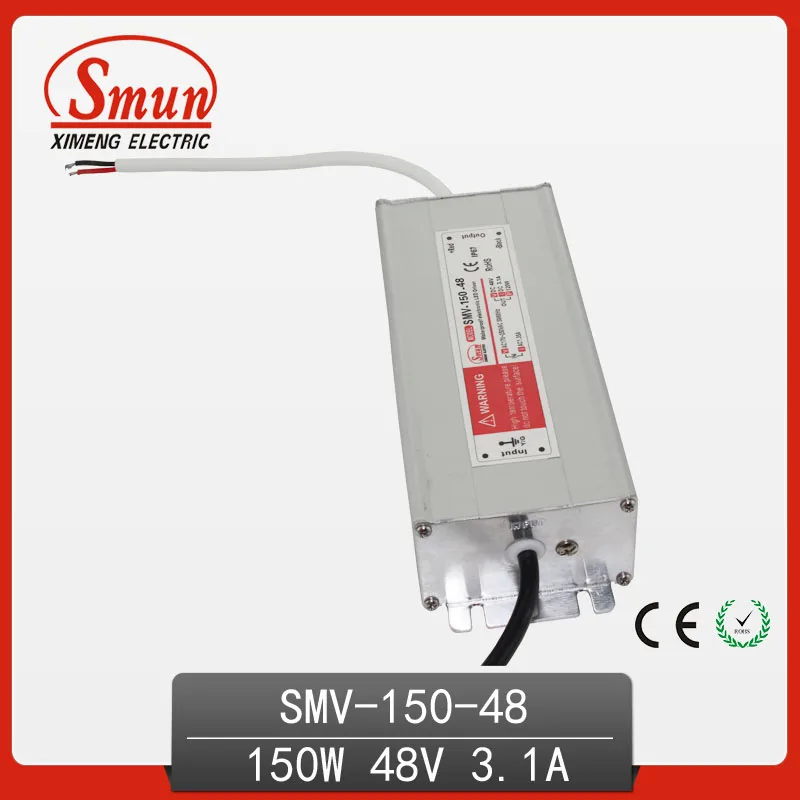 

150W 48V 3A Waterproof IP67 LED Driver Switching Power Supply for Led Strip Light with CE ROHS 1 Year Warranty SMV-150-48