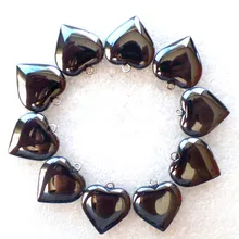 10 шт./лот) Натурального Гематита сердце кулон из бисера 22x19x5 мм Модные украшения Z4871