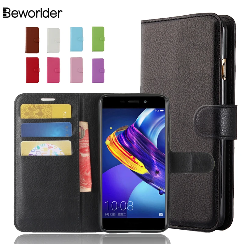 

Beworlder For Huawei Honor 6C Pro Case Honor 6CPro Lichee Pattern Card Slots PU Leather Case Flip For Huawei Honor V9 Play