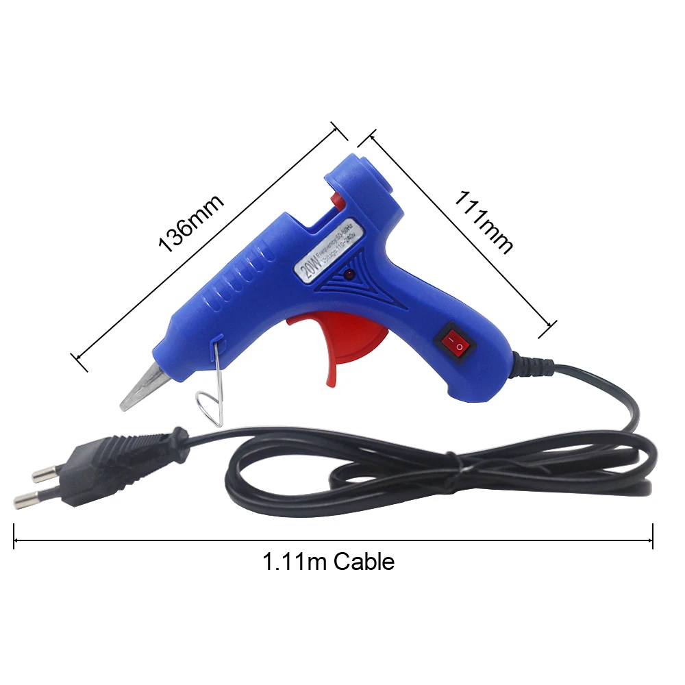 Термоплавкий клеевой пистолет кронштейн 20 Вт промышленные мини-пистолеты с 0,7x10 см клеевые палочки электрические тепловые Клеевые пистолеты инструмент с европейской вилкой
