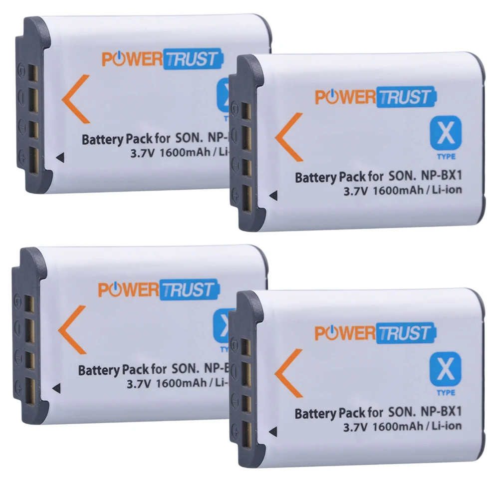 

PowerTrust 4Pcs NP-BX1 NP BX1 NPBX1 Camera Battery for Sony DSC-RX100 DSC-WX500 HX300 WX300 HDR AS100v AS200V AS15 AS30V AS300