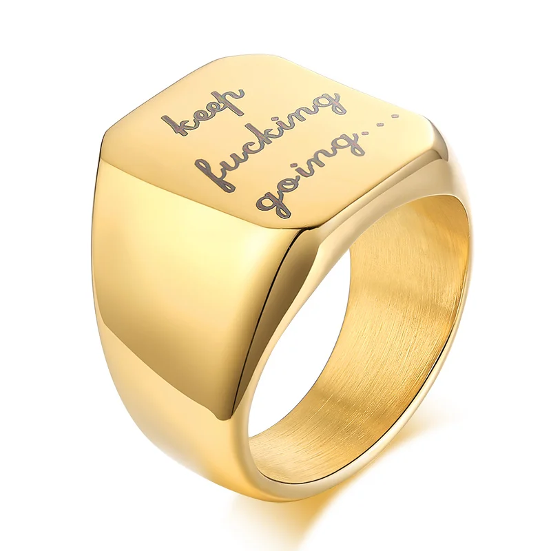 

Sqaure Face Keep Going Ring in Stainless Steel Gift For Best Friend Keep Going Ring Strength Gift