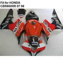 Высокое качество ABS Обтекатели для Honda CBR600RR 2007 2008 красный черный обтекатель комплект CBR 600RR 07 08 HZ17