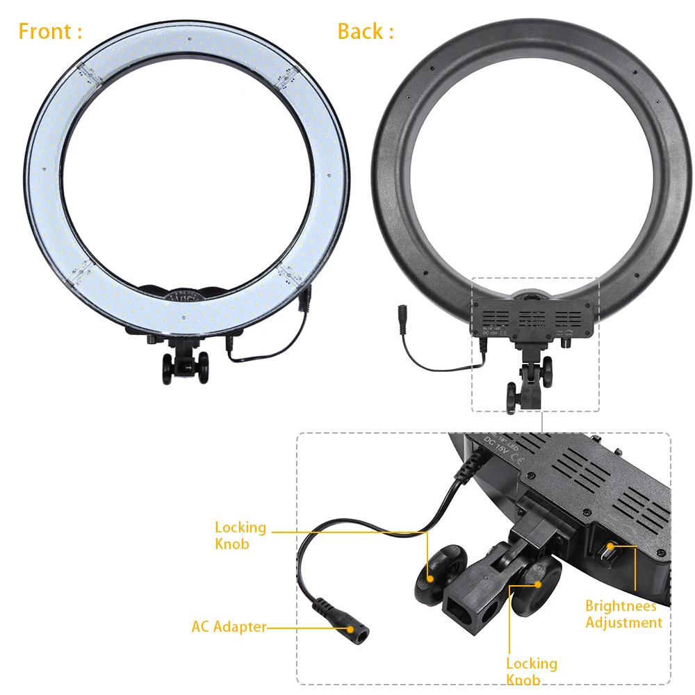 

LED Ring Light Selfie Light 240pcs Beads Studio Led Lamp Panel CRI 90+ 5500K Video Light Lamp With Color Diffusion Filter Live