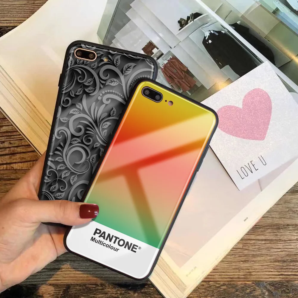 Стеклянный чехол для телефона для iphone 11 Pro 7Plus X SE DIY Pantone чехол из закаленного стекла для телефона для iphone 8 5S 5 6 6s XS Max XR уникальный